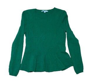 Antonio Melani Emerald Green Cashmere Sweater M Long Sleeve Peplum Quiet Luxury